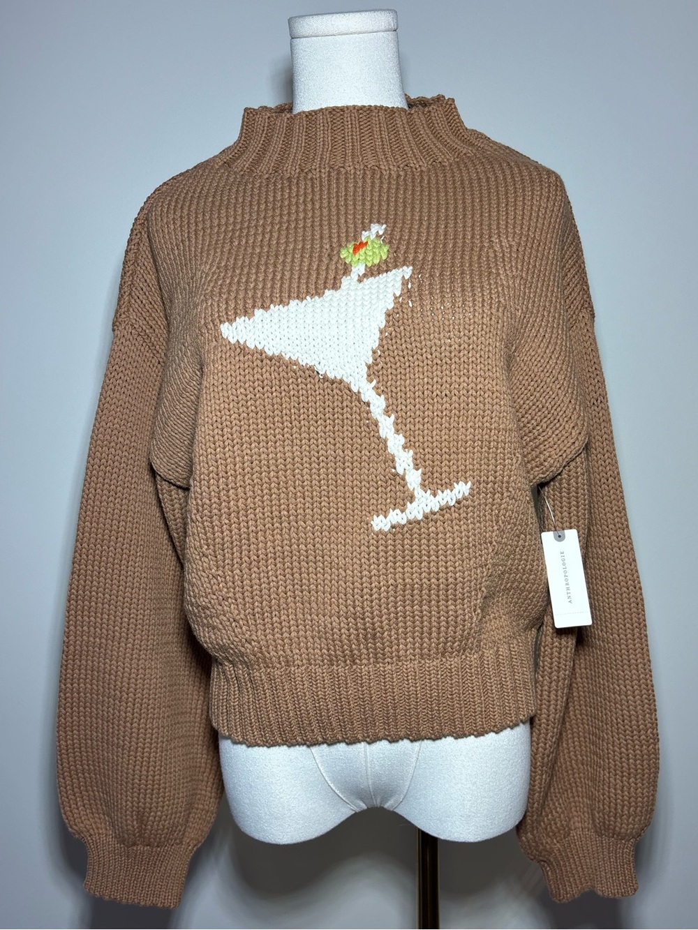 Maeve Anthropologie The Pippa Mock Neck Martini Knit Sweater